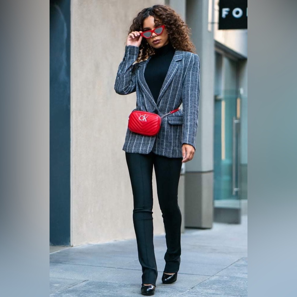 Striped Pocketed Blazer